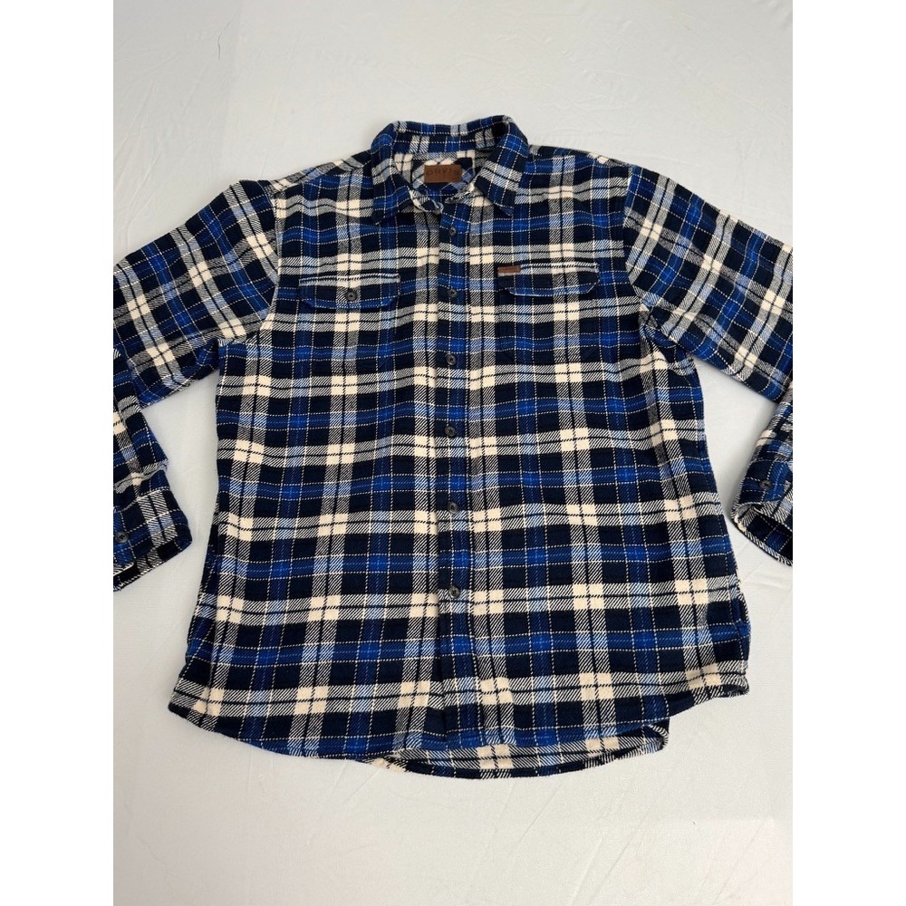 Orvis Flannel‎ Blue Mens Size Large Heavy Weight Flannel